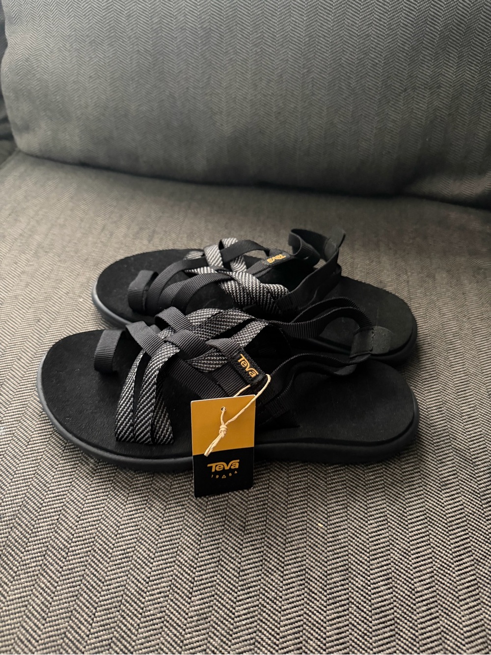 Teva Women's Black and Gray Strappy Woven Sandals - Picture 3 of 5